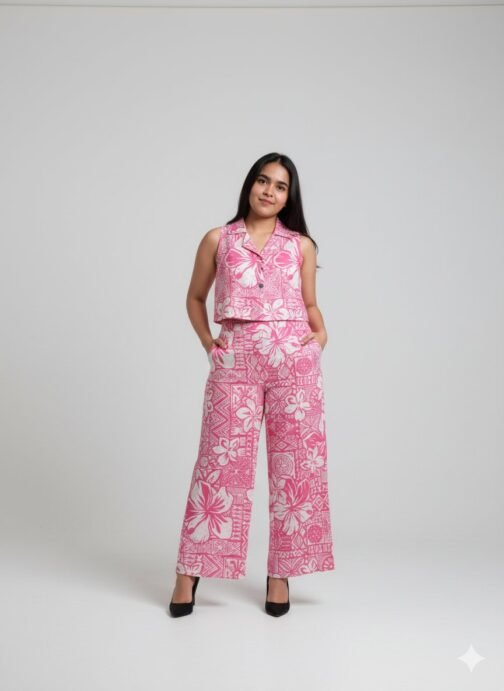 Summer vibe pink printed co-ord set