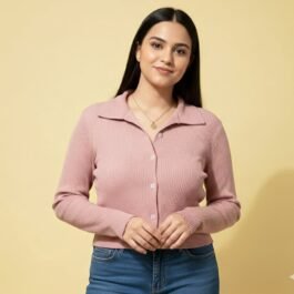 Dusty rose crinkle texture shirt