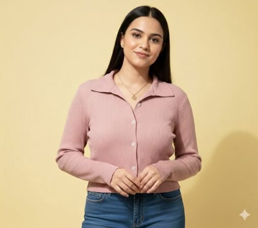 Dusty rose crinkle texture shirt
