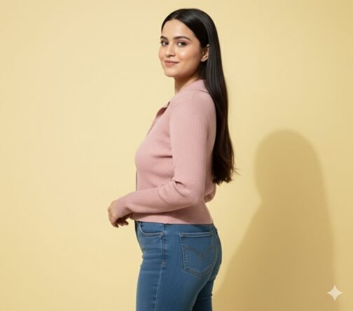 Dusty rose crinkle texture shirt - Image 3