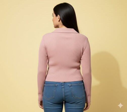 Dusty rose crinkle texture shirt - Image 4