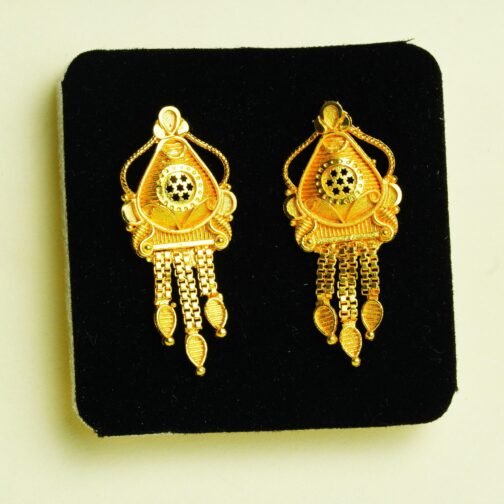 Traditional Gold Dangler Earrings - Image 3