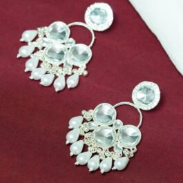 Statement Pearl Drop Earrings with Sparkling Stones