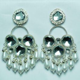 Statement Pearl Drop Earrings with Sparkling Stones