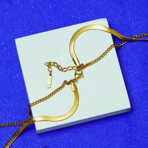Gold-Plated Clover Pendant Necklace with Blue Enamel Charms - Image 3