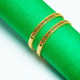 Treditional Gold-Plated Multicolor Stone Bangles