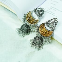 Ethnic Dual Tone Elephant dangler Dangler Earrings