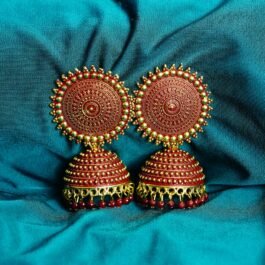 Royal Ruby Bead Jhumkas