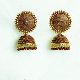 Royal Ruby Bead Jhumkas
