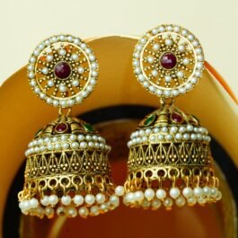 Royal Dangler Gold & Ruby Jhumka Earrings