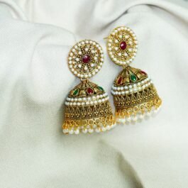 Royal Dangler Gold & Ruby Jhumka Earrings