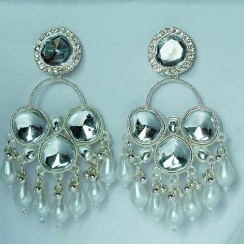 Statement Pearl Drop Earrings with Sparkling Stones - Image 9