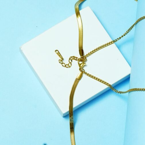 Gold-Plated Clover Pendant Necklace with Blue Enamel Charms - Image 6