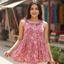 Tie-Up Shoulder Floral Tunic