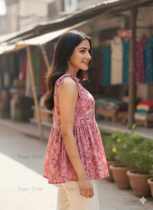 Tie-Up Shoulder Floral Tunic - Image 3