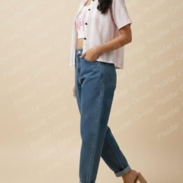 Pink Stripe Cropped Shirt with top