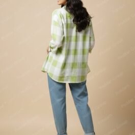 Green Checkered Crop Top with Shrug