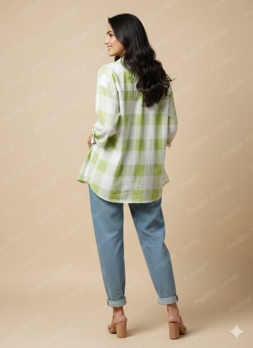 Green Checkered Crop Top with Shrug - Image 2