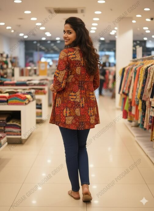 Bohemian Style Short Kurti with Gota Detailing - Image 2