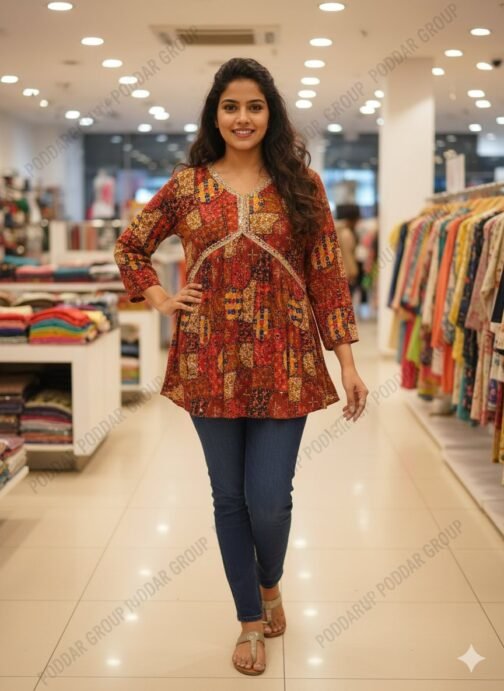 Bohemian Style Short Kurti with Gota Detailing
