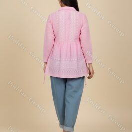 Chikankari Style Embroidered Peplum Top in Pink