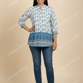 Blue and White Block Print Straight Tunic
