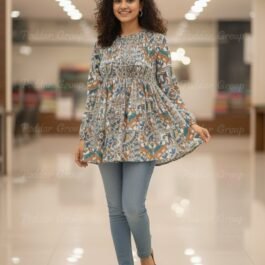 Colorful Ethnic Print Neckline Top