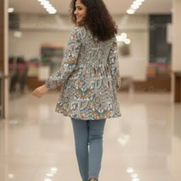 Colorful Ethnic Print Neckline Top