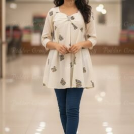 Sweet Butterfly Print A-Line Peplum Top
