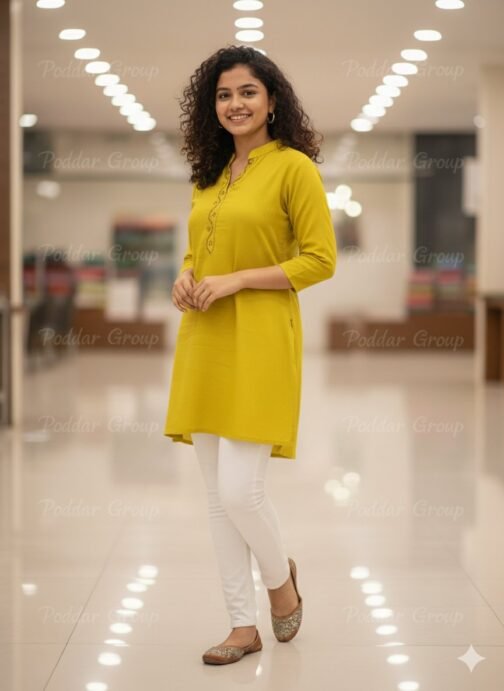 Chic Lime Green Khadi/Cotton Kurti