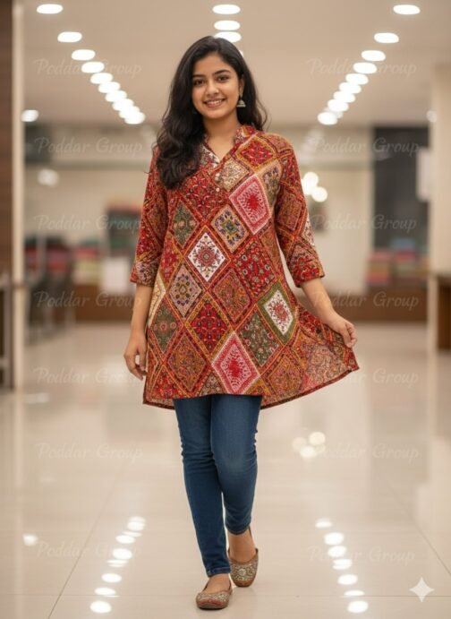 Bohemian Mosaic Long Sleeve Kurti/Tunic