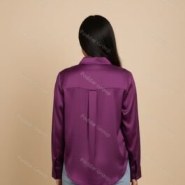 Vibrant Purple Satin Button-Up Shirt
