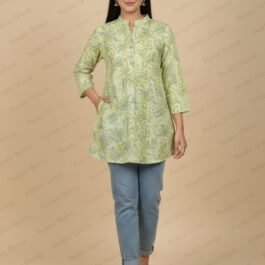Lime Green Abstract Leaf Print Tunic