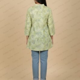 Lime Green Abstract Leaf Print Tunic