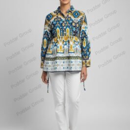 Bohemian Paisley Print Tunic with Button-Up Front