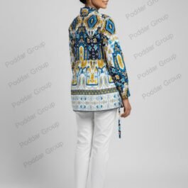 Bohemian Paisley Print Tunic with Button-Up Front