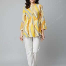Vibrant Yellow Abstract Print Tunic kurti