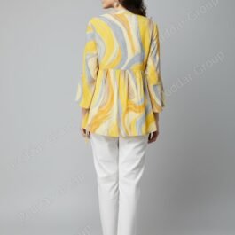 Vibrant Yellow Abstract Print Tunic kurti
