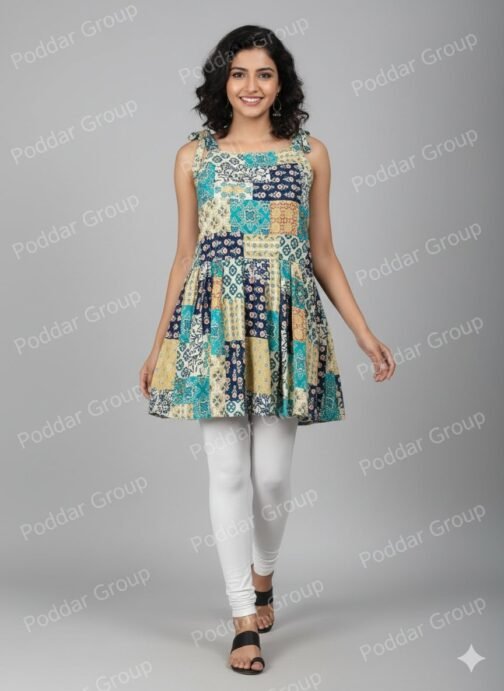 Tie-Shoulder Strappy Summer Flowy kurti