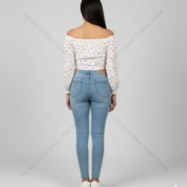 Sweetheart Neckline Cropped Top with Mini Floral Pattern