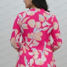 Bright Magenta Kurti with Geometric Embellishment