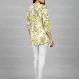 Fresh Lime Green Floral Print Peplum Tunic