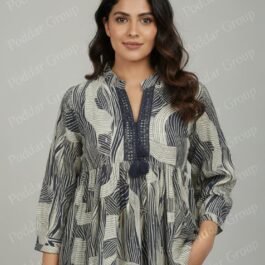 Bohemian Black & White Swirl Print Empire