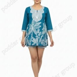 Bohemian Beach Tunic with Peacock and Palm Tree Motif
