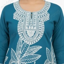 Bohemian Beach Tunic with Peacock and Palm Tree Motif
