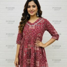 Vibrant Maroon Bandhani Print Peplum Tunic