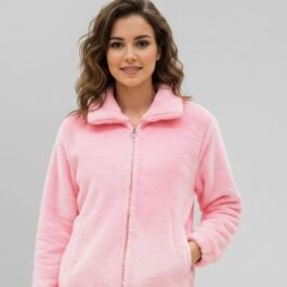 Soft fur zip-up Girl Jacket – Baby Pink