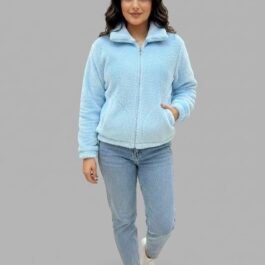 Soft fur zip-up Girl Jacket – Blue