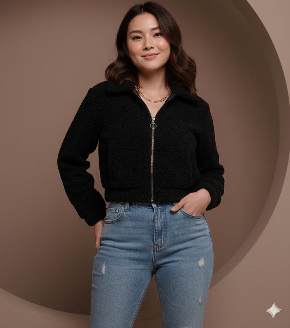 fur zip up jacket - Image 3