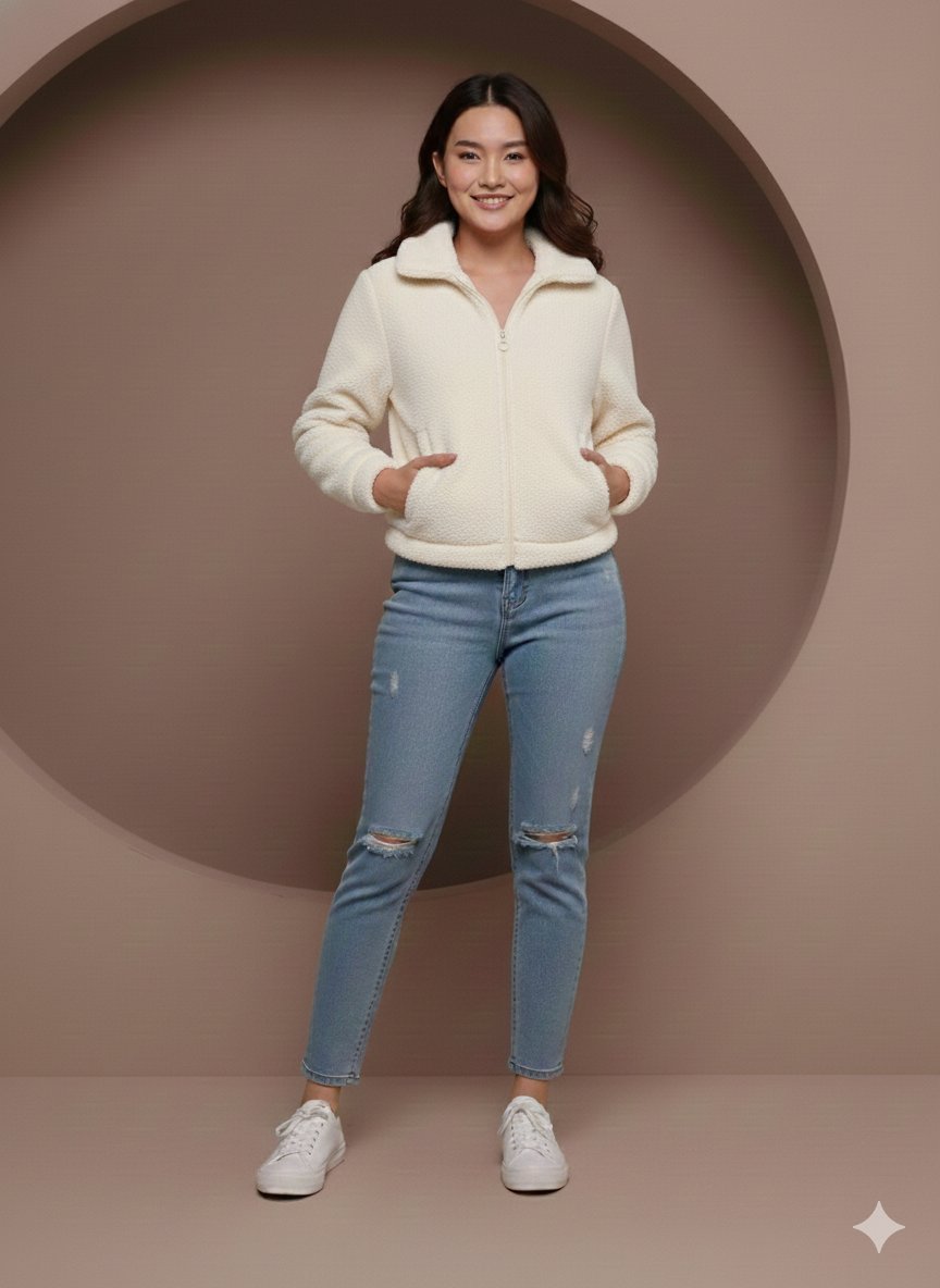 fur zip up jacket - Image 4